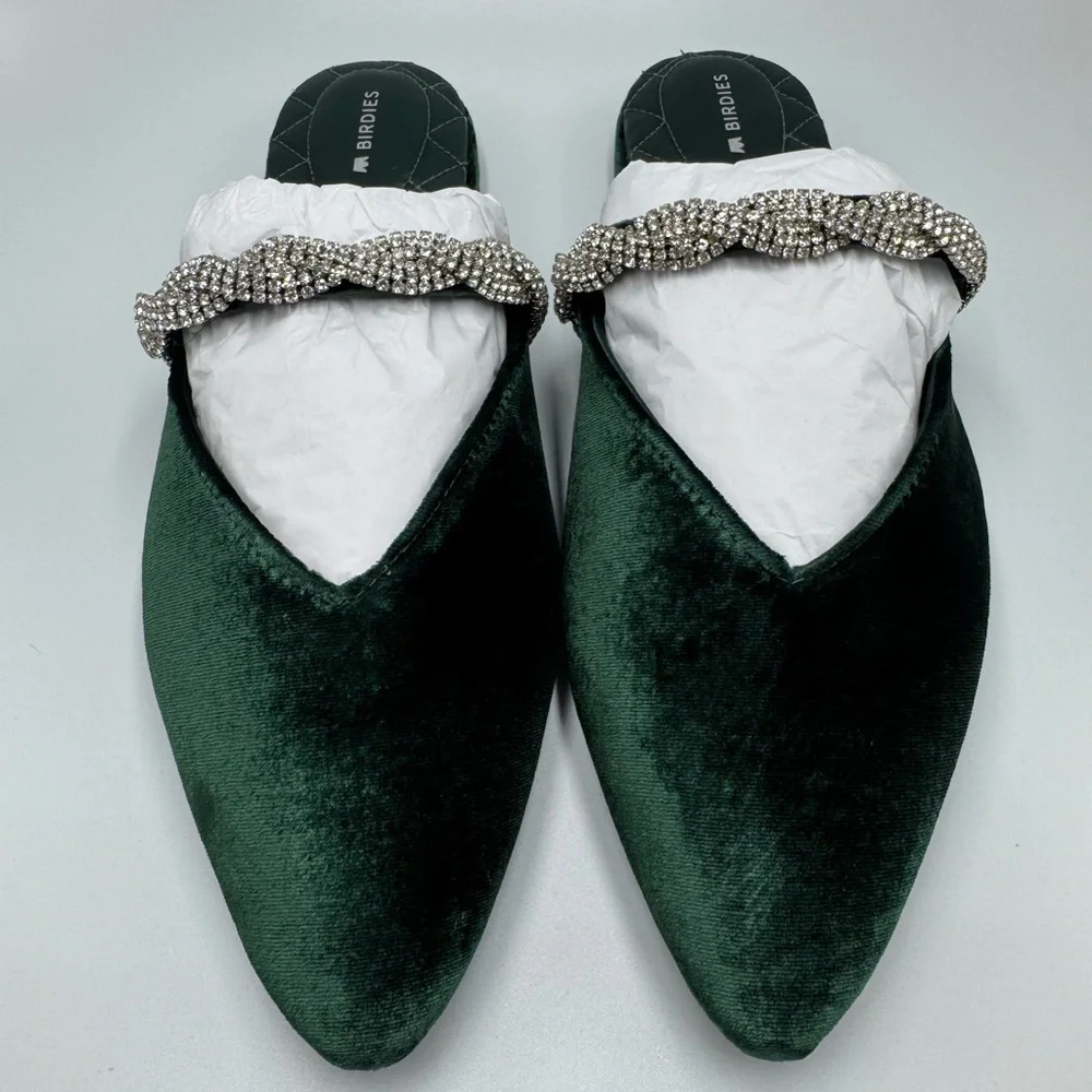 Birdies The Swan Velvet Crystal Strap Emerald 9 - Picture 1 of 5
